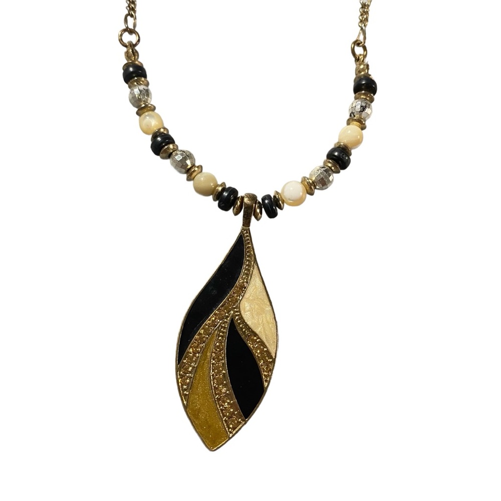 VTG Goldtone and Black Necklace | Maximalist Style - Picture 3 of 9